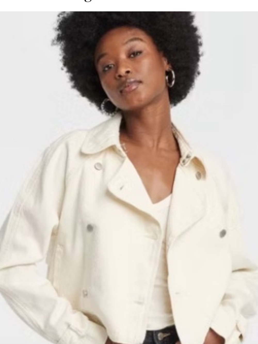 Cropped Cream Jean Jacket - Women's Lightweight Denim Coat